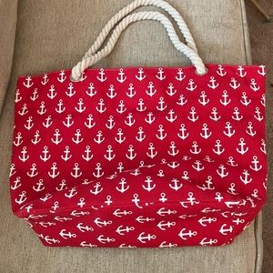 Red nautical anchor bag